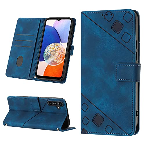 ScandiCasis für Samsung Galaxy A14 5G/4G Hülle, [2023 Design] Flip Wallet Handyhülle für PU Lederhülle, Card Slots Klapphülle Klappbar Stoßfest Case, blau von ScandiCasis