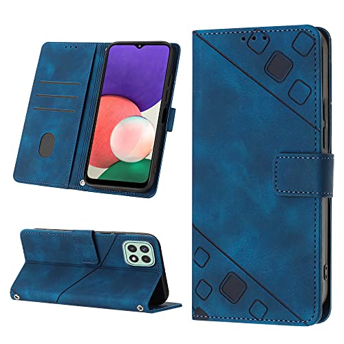 ScandiCasis für Samsung Galaxy A22 5G Hülle, [2023 Design] Flip Wallet Handyhülle für PU Lederhülle, Card Slots Klapphülle Klappbar Stoßfest Case, blau von ScandiCasis