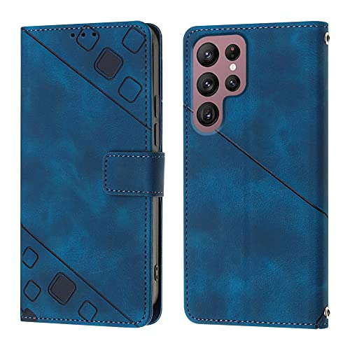 ScandiCasis für Samsung Galaxy S22 Ultra Hülle, [2023 Design] Flip Wallet Handyhülle für PU Lederhülle, Card Slots Klapphülle Klappbar Stoßfest Case, blau von ScandiCasis