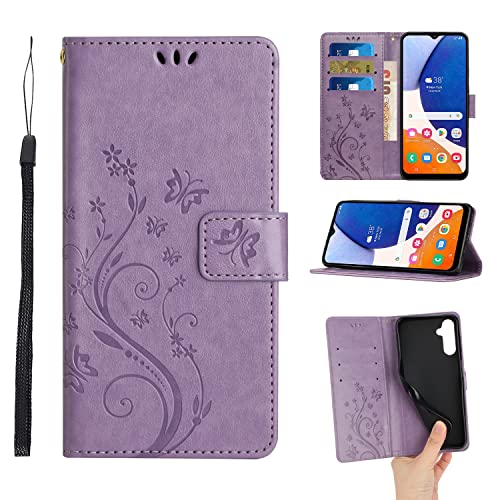 ScandiCasis für Samsung Galaxy S24/S25 Klapphülle, Blumen Lederhülle mit Kartenfach Ständer Wallet Hülle, Magnet Klappbar Stoßfeste Handyhülle, Hellviolett ScandiCasis für Samsung Galaxy S24/S25 Klapphülle, Blumen Lederhülle mit Kartenfach Ständer Wallet Hülle, Magnet Klappbar Stoßfeste Handyhülle, Hellviolett von ScandiCasis