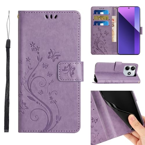 ScandiCasis für Xiaomi Redmi Note 14 5G Klapphülle, Blumen Lederhülle mit Kartenfach Ständer Wallet Hülle, Magnet Klappbar Stoßfeste Handyhülle, Hellviolett ScandiCasis für Xiaomi Redmi Note 14 5G Klapphülle, Blumen Lederhülle mit Kartenfach Ständer Wallet Hülle, Magnet Klappbar Stoßfeste Handyhülle, Hellviolett von ScandiCasis