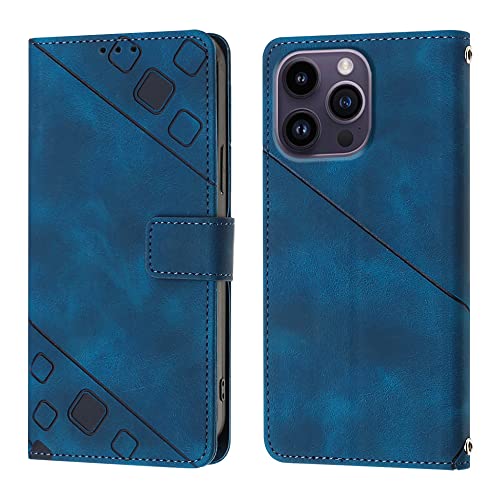 ScandiCasis für iPhone 14 Pro Hülle, [2023 Design] Flip Wallet Handyhülle für PU Lederhülle, Card Slots Klapphülle Klappbar Stoßfest Case, blau von ScandiCasis