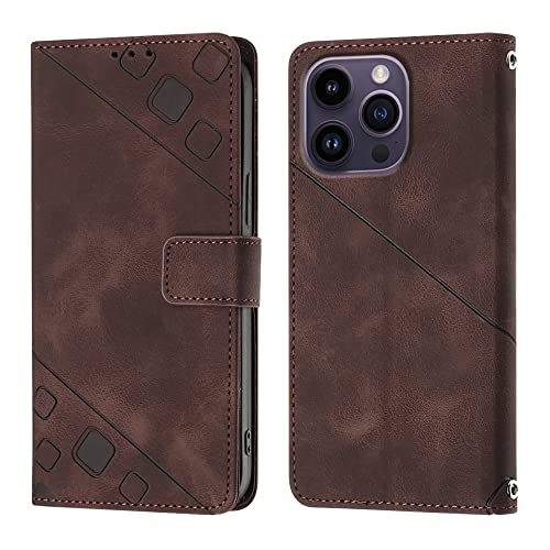 ScandiCasis für iPhone 14 Pro Hülle, [2023 Design] Flip Wallet Handyhülle für PU Lederhülle, Card Slots Klapphülle Klappbar Stoßfest Case, braun von ScandiCasis