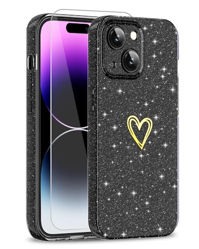 ScandiCasis iPhone 14 Plus Glitzer Hülle mit Schutzfolie, Niedliches Herz-Muster, Schützende Stoßfeste Weiche Schlanke Silikon-TPU-Handyhülle für Frauen und Mädchen. ScandiCasis iPhone 14 Plus Glitzer Hülle mit Schutzfolie, Niedliches Herz-Muster, Schützende Stoßfeste Weiche Schlanke Silikon-TPU-Handyhülle für Frauen und Mädchen. von ScandiCasis