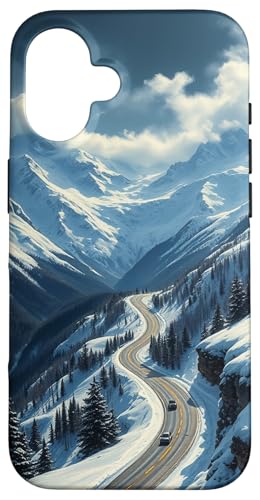 Winding Snowy Highway Grafik Hülle für iPhone 16 Winding Snowy Highway Grafik Hülle für iPhone 16 von Scenic Snowy Mountain