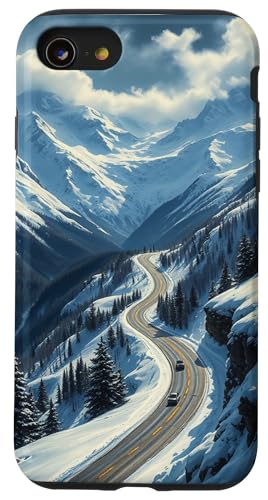 Winding Snowy Highway Grafik Hülle für iPhone SE (2020) / 7 / 8 von Scenic Snowy Mountain