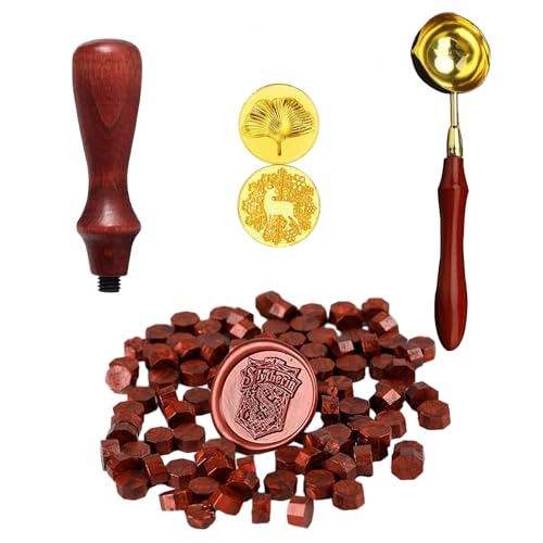 Scentoria 300 Stück Siegelwachs Rot, Siegelwachs Perlen mit 1 Schmelzlöffel, 2 Siegelstempel, Wachssiegel Set für Stempel, für wachsstempel/Einladungen/Umschläge/Karten (Rot) von Scentoria