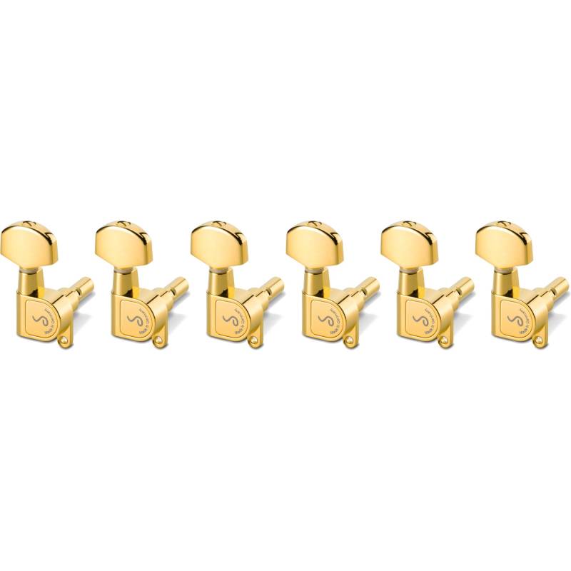 Schaller M6 135 Locking Left Handed 6-In-Line Gold Guitar Machine Heads von Schaller