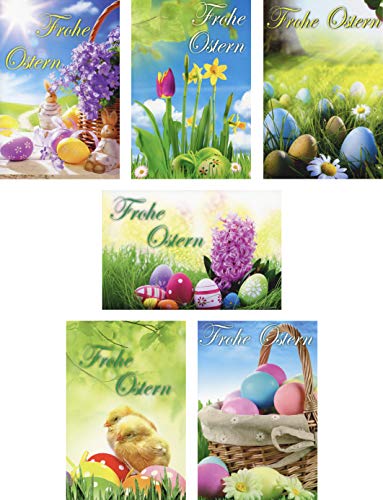 Schaulade 6 Osterkarten mit Umschlag Set. Hochwertige Osterpostkarten mit Briefumschlag. Beschreibbare Karten zu Ostern. Postkarten Frühling von Schaulade