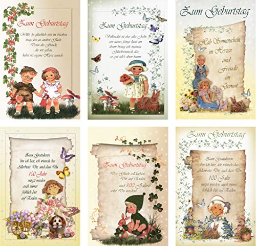 Schaulade Geburtstagskarten Set mit Umschlag - 6 Glückwunschkarten - hochwertig - beschreibbar - blanko Grußkarte Geburtstagskarte Kinder Motiv von Schaulade