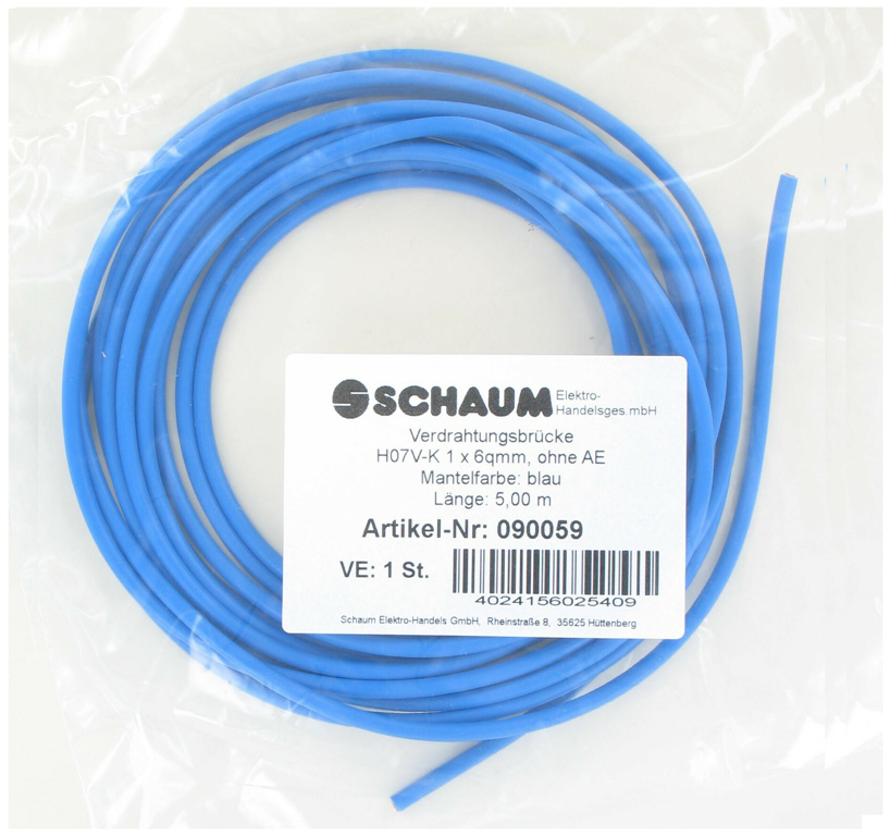 Schaum 90059 Verdrahtungsbrücke 6qmm blau 5m von Schaum