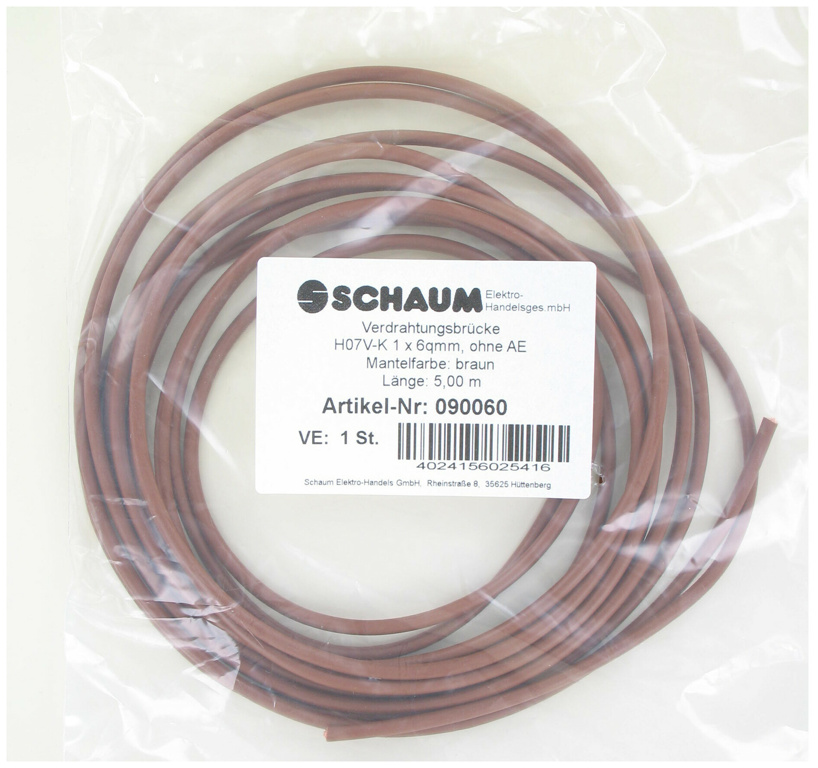 Schaum 90060 Verdrahtungsbrücke 6qmm braun 5m von Schaum