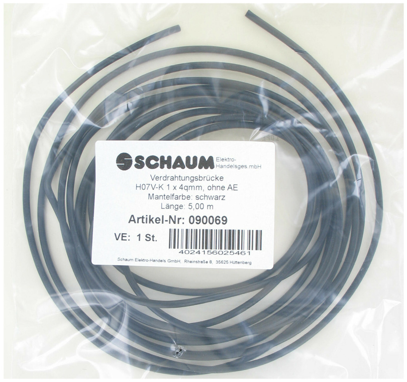 Schaum 90069 Verdrahtungsbrücke 4qmm schwarz 5m von Schaum