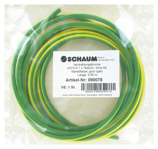 Schaum 90078 Verdrahtungsbrücke 16qmm gr/ge 5m von Schaum