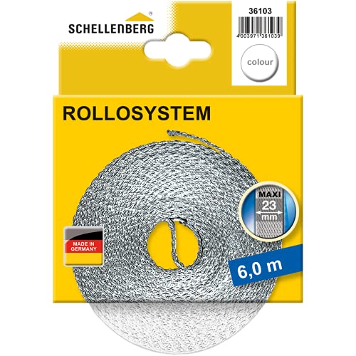 Schellenberg 36103 Gurt für Rollladen für Fenster, System Maxi 23 mm Gurtbreite, 6,0 m, Weiß von Schellenberg