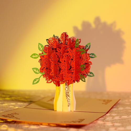 Schevem Muttertag Geburtstagskarte Grußkarte Blumenstrauß Love Valentinstag Jahrestag 3D Pop up Karte für Ehefrau Blumenliebhaber Mutter Hochzeitstag (5,9 x 5,9 Zoll) Geschenkkarte von Schevem
