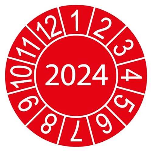 Prüfplakette/Sicherheitsplakette 30 mm Durchmesser Jahresplakette Jahr 23-28 (100 Stück, 2024) von Schilderkröten
