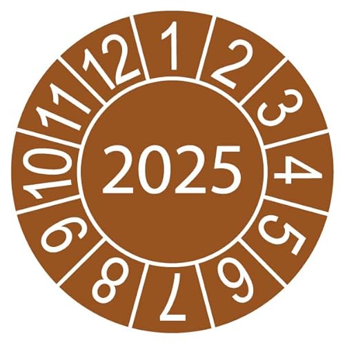 Prüfplakette/Sicherheitsplakette 30 mm Durchmesser Jahresplakette Jahr 23-28 (100 Stück, 2025) von Schilderkröten