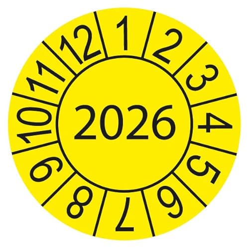 Prüfplakette/Sicherheitsplakette 30 mm Durchmesser Jahresplakette Jahr 23-28 (200 Stück, 2026) von Schilderkröten