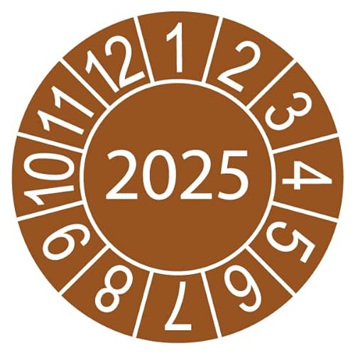 Prüfplakette/Sicherheitsplakette 30 mm Durchmesser Jahresplakette Jahr 23-28 (50 Stück, 2025) von Schilderkröten