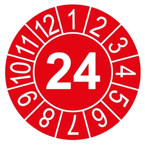 Prüfplakette/Sicherheitsplakette 30 mm Durchmesser Jahresplakette Jahr 23-28 (50 Stück, 24) von Schilderkröten