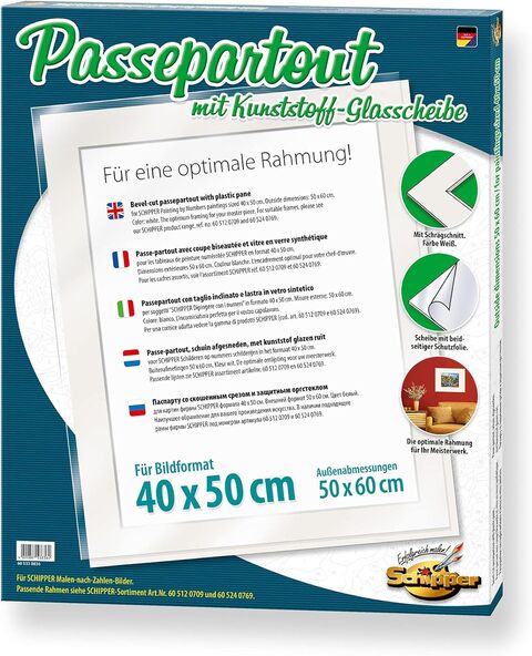 Schipper 605330836 Malen nach Zahlen - Passepartout für das Bildformat 40 x 50 cm mit Kunststoff-Glasscheibe im Außenmaß 50 x 60 cm von Schipper
