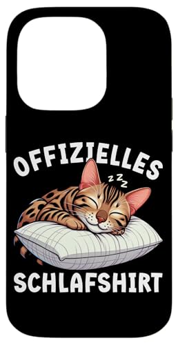 Offizielles Schlafshirt Bengal Katze Nickerchen Schlafanzug Hülle für iPhone 14 Pro von Schlafende Tiere Napper Spätaufsteher Nachtwäsche
