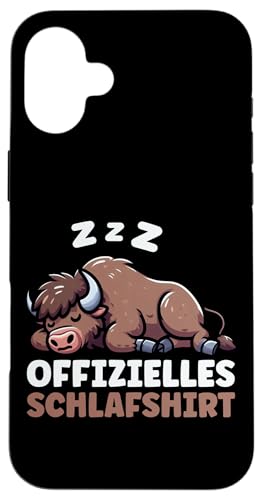 Offizielles Schlafshirt Bison Nickerchen Schlafanzug Hülle für iPhone 16 Plus von Schlafende Tiere Napper Spätaufsteher Nachtwäsche