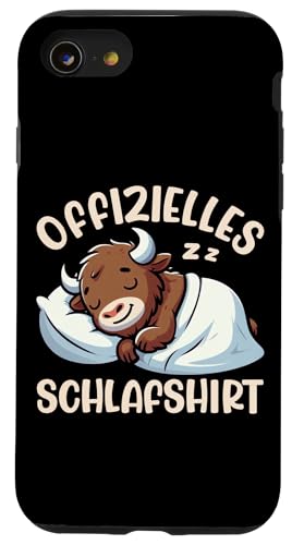 Offizielles Schlafshirt Bison Nickerchen Schlafanzug Hülle für iPhone SE (2020) / 7 / 8 von Schlafende Tiere Napper Spätaufsteher Nachtwäsche