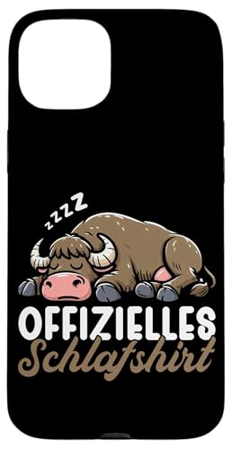 Offizielles Schlafshirt Büffel Nickerchen Schlafanzug Hülle für iPhone 15 Plus von Schlafende Tiere Napper Spätaufsteher Nachtwäsche