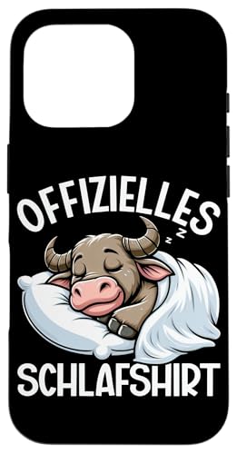Offizielles Schlafshirt Büffel Nickerchen Schlafanzug Hülle für iPhone 16 Pro von Schlafende Tiere Napper Spätaufsteher Nachtwäsche