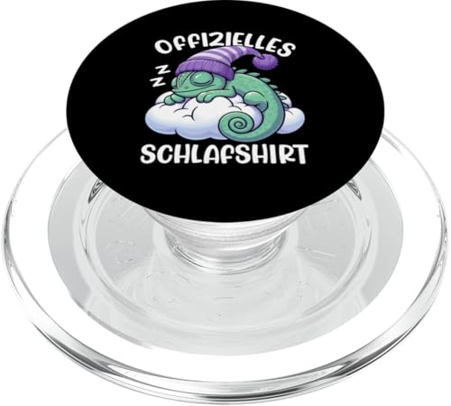 Offizielles Schlafshirt Chamäleon Nickerchen Schlafanzug PopSockets PopGrip für MagSafe von Schlafende Tiere Napper Spätaufsteher Nachtwäsche