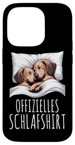 Offizielles Schlafshirt Dackel Nickerchen Schlafanzug Hülle für iPhone 14 Pro von Schlafende Tiere Napper Spätaufsteher Nachtwäsche