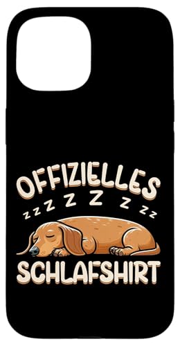 Offizielles Schlafshirt Dackel Nickerchen Schlafanzug Hülle für iPhone 15 von Schlafende Tiere Napper Spätaufsteher Nachtwäsche