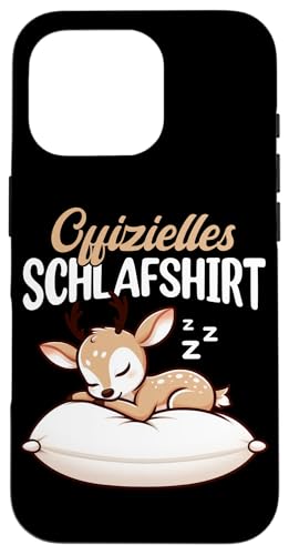 Offizielles Schlafshirt Hirsch Nickerchen Schlafanzug Hülle für iPhone 16 Pro von Schlafende Tiere Napper Spätaufsteher Nachtwäsche