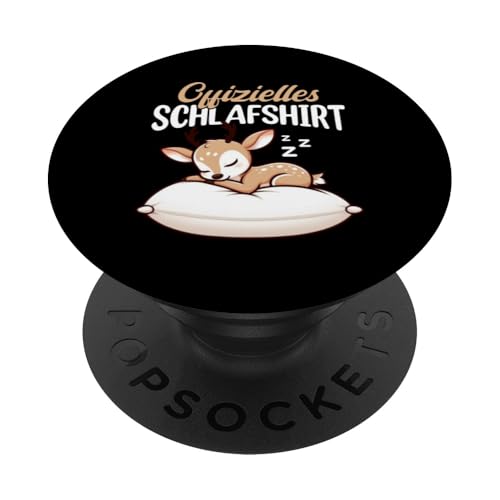 Offizielles Schlafshirt Hirsch Nickerchen Schlafanzug PopSockets Klebender PopGrip von Schlafende Tiere Napper Spätaufsteher Nachtwäsche