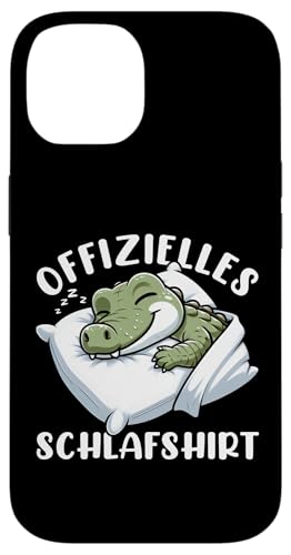 Offizielles Schlafshirt Krokodil Nickerchen Schlafanzug Hülle für iPhone 14 von Schlafende Tiere Napper Spätaufsteher Nachtwäsche