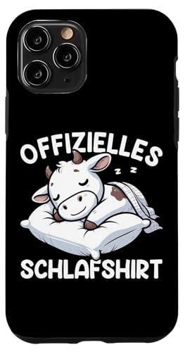 Offizielles Schlafshirt Kuh Nickerchen Schlafanzug Hülle für iPhone 11 Pro von Schlafende Tiere Napper Spätaufsteher Nachtwäsche