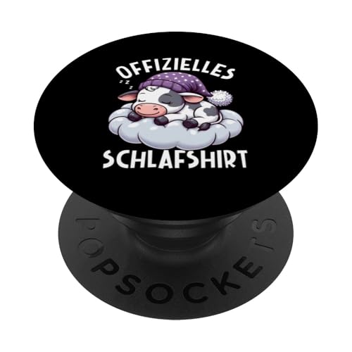 Offizielles Schlafshirt Kuh Nickerchen Schlafanzug PopSockets Klebender PopGrip von Schlafende Tiere Napper Spätaufsteher Nachtwäsche