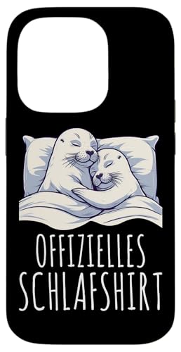 Offizielles Schlafshirt Robbe Nickerchen Schlafanzug Hülle für iPhone 14 Pro von Schlafende Tiere Napper Spätaufsteher Nachtwäsche