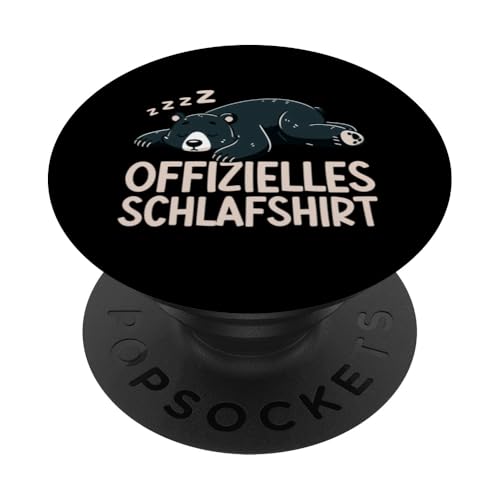 Offizielles Schlafshirt Schwarzbär Nickerchen Schlafanzug PopSockets Klebender PopGrip von Schlafende Tiere Napper Spätaufsteher Nachtwäsche