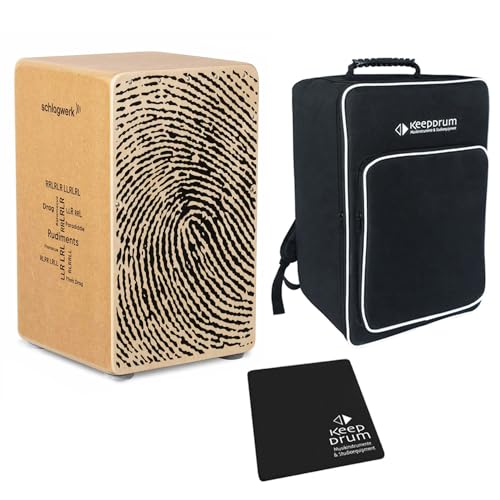 Schlagwerk CP82 Cajon Rudiments Fingerprint + keepdrum Sitzpad und Cajon-Tasche von Schlagwerk