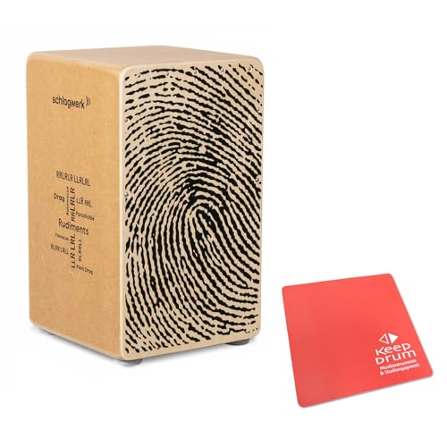 Schlagwerk CP82 Cajon Rudiments Fingerprint Serie + keepdrum Sitzpad Rot von Schlagwerk