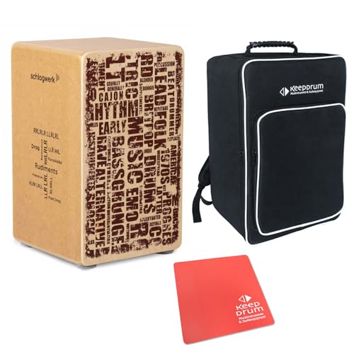 Schlagwerk CP85 Cajon Rudiments Styles + keepdrum Sitzpad rot + Rucksack-Tasche von Schlagwerk