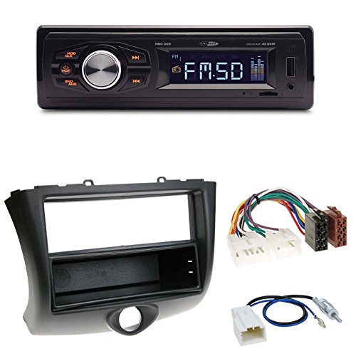 Autoradio Caliber RMD022 USB Micro-SD FM AUX + 2-DIN Radioblende mit Fach in schwarz + ISO Adapter + Antennenadapter für Toyota Yaris (P1 Facelift) 2003-2005 2/3-türer / 4/5-türer von Schlauer-Shop24