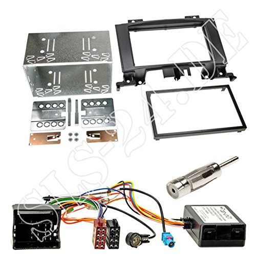 Autoradio Doppel 2-DIN Blende Einbaurahmen Radioblende schwarz + CAN-BUS Quadlock Interface Radio Adapter Adapterkabel Fakra Antennenadapter für VW Crafter ab 04/2006 (2EC1/2EC2/2EKE1/2EKE2/2EKZ) von Schlauer-Shop24