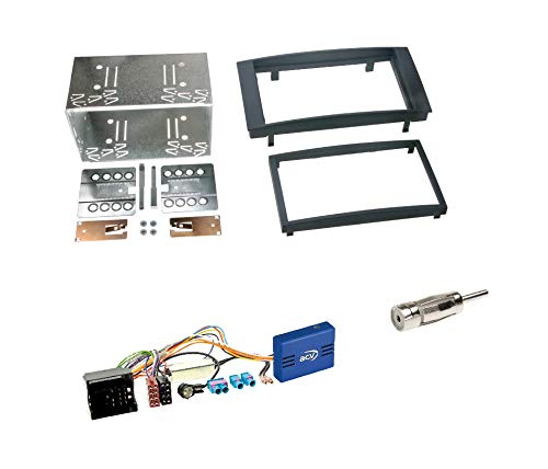 Autoradio Doppel 2-DIN Blende Radioblende schwarz + CAN-Bus Quadlock - ISO Interface/Radio Adapter Adapterkabel für VW Volkswagen Touareg (7L) 01/2003->2010 T5 Multivan Caravelle Transporter von Schlauer-Shop24