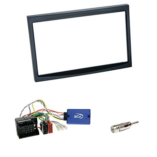 Autoradio Doppel 2-DIN Blende Radioblende schwarz + JVC Lenkradfernbedienungsadapter Interface Radio Adapter Adapterkabel für Citroën C2 (J) ab 2006 C3 (H) 2006-04/2008 Berlingo (B9) 06/2008-05/2015 von Schlauer-Shop24