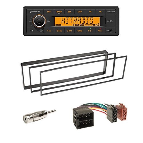 Continental TR7412UB-OR - Autoradio mit BT, RDS, USB Radioblende schwarz + ISO Adapter + Antennenadapter geeignet für Citroën C2 (J) 10/2003-2010 / C3 (F) 05/2002-10/2009 von Schlauer-Shop24