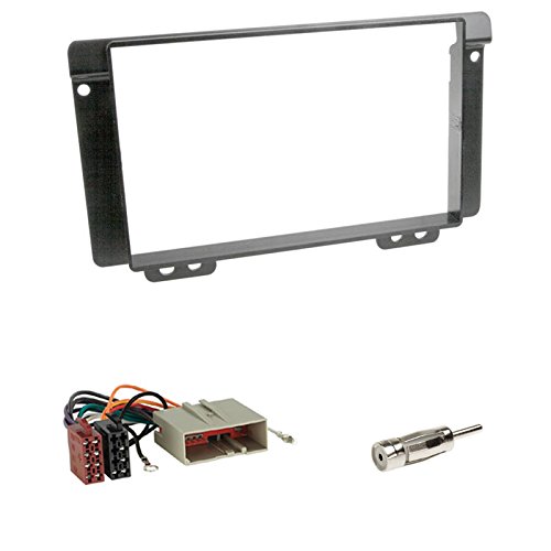 Einbauset : 2-DIN Radioblende - Halterung - Radio Blende - schwarz + ISO Adapter Set für Land Rover Freelander 2004-2006 von Schlauer-Shop24